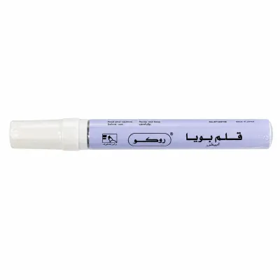 قلم بويا روكو أبيض برأس مشطوف – مناسب للكتابة والتعليم على مختلف الأسطح