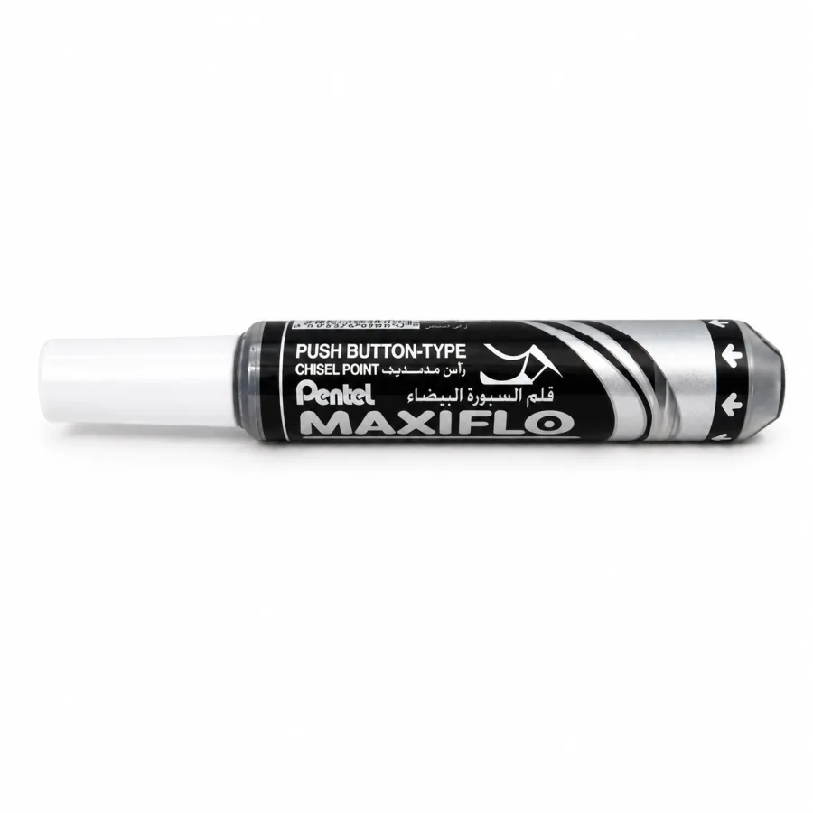 ماركر سبورة بنتل MAXIFLO ضغاط أسود – رأس مشطوف – قابل لإعادة التعبئة