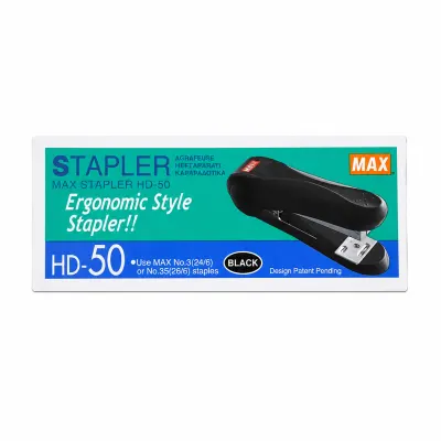 دباسة مكتبية MAX HD-50 – تدعم دبابيس 24/6 و26/6 – لون أسود